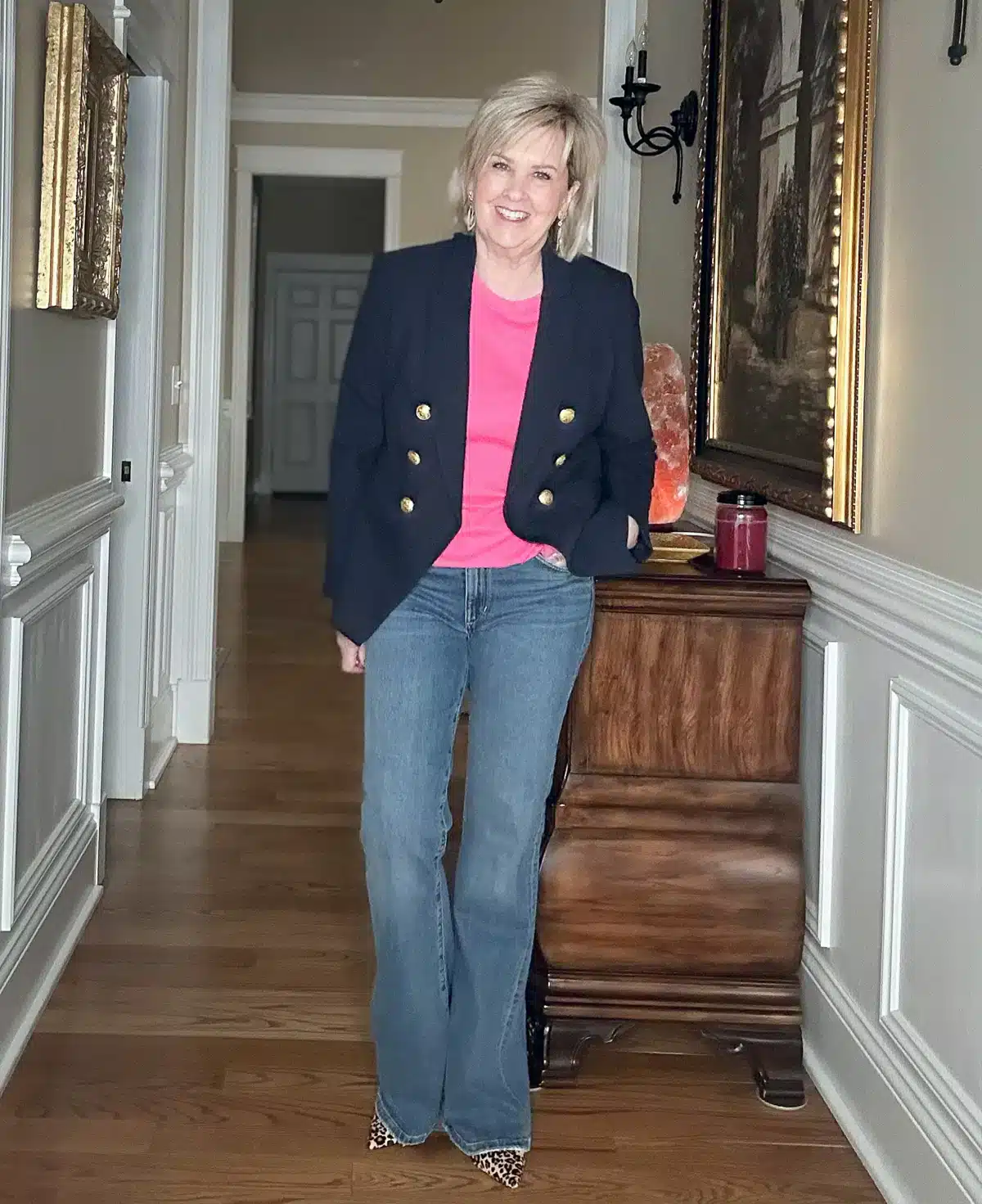 Pink and Navy Outfit Styled by Over 50 Blogger Tania