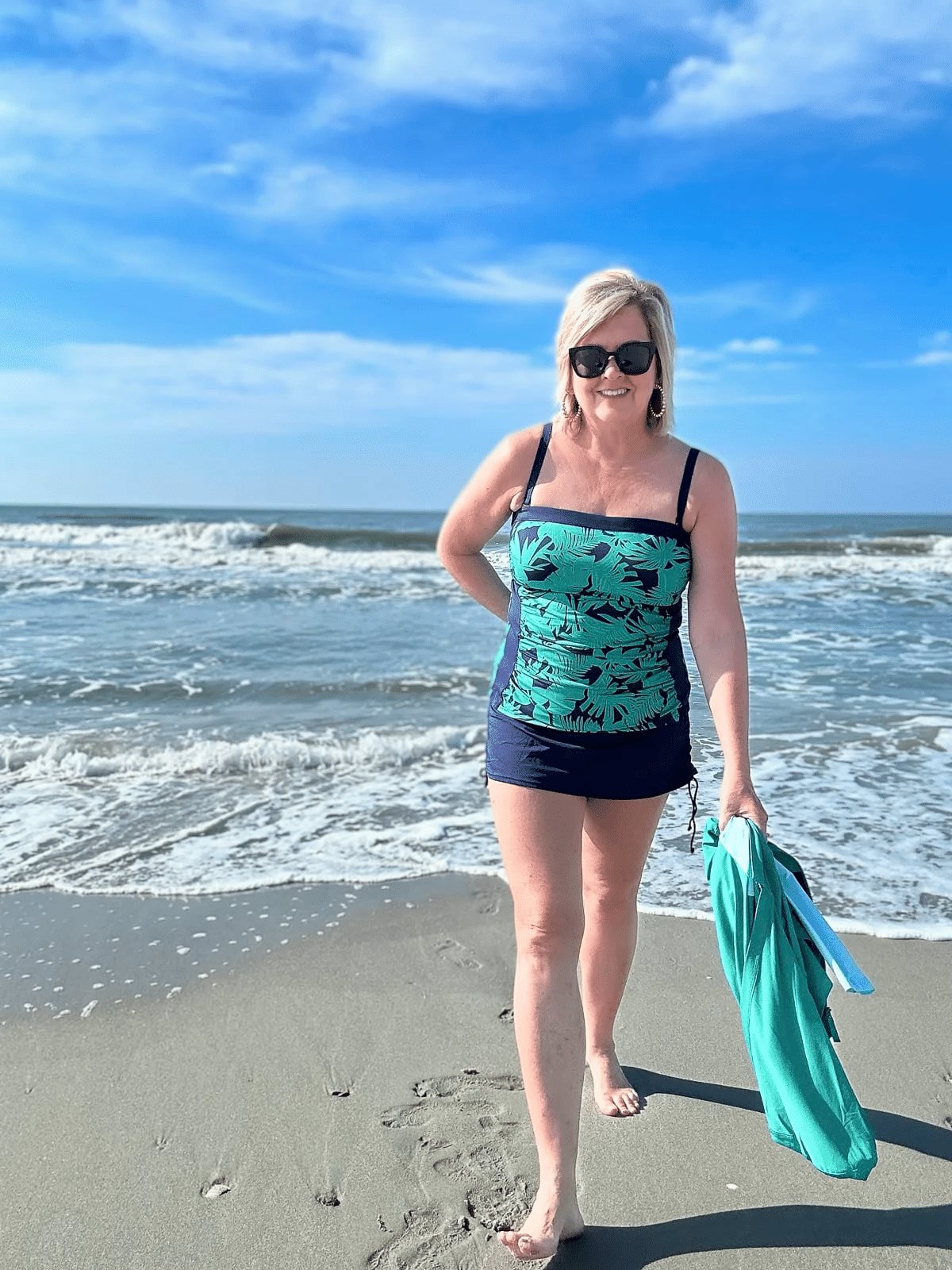 Fashion Blogger Tania Stephens, is wearing Land's End Figure Flattering Swimsuits for Women Over 50-4