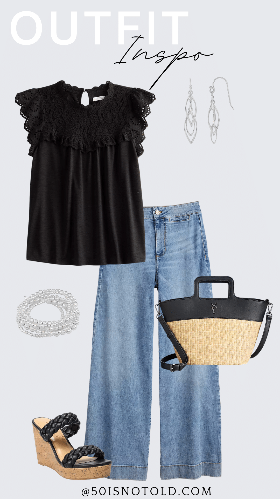 Kohl's affordable style with black shirt and jeans