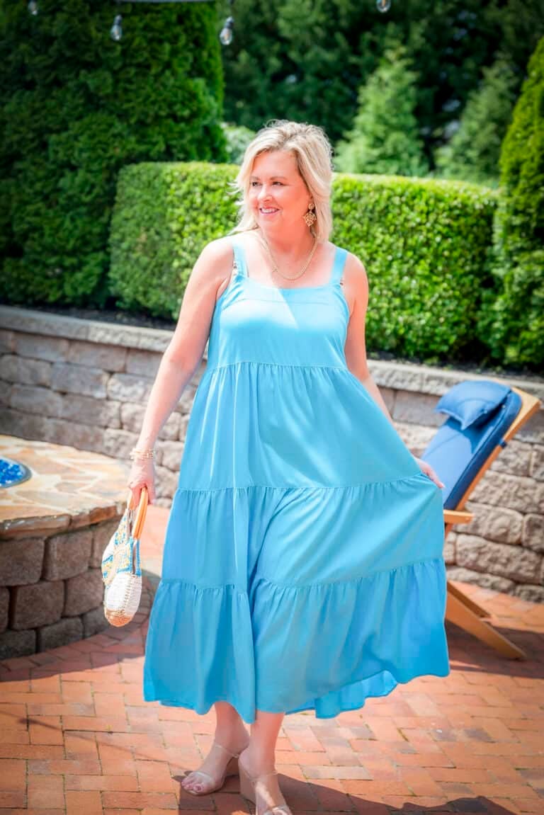 turquoise midi dress to beat the summer heat