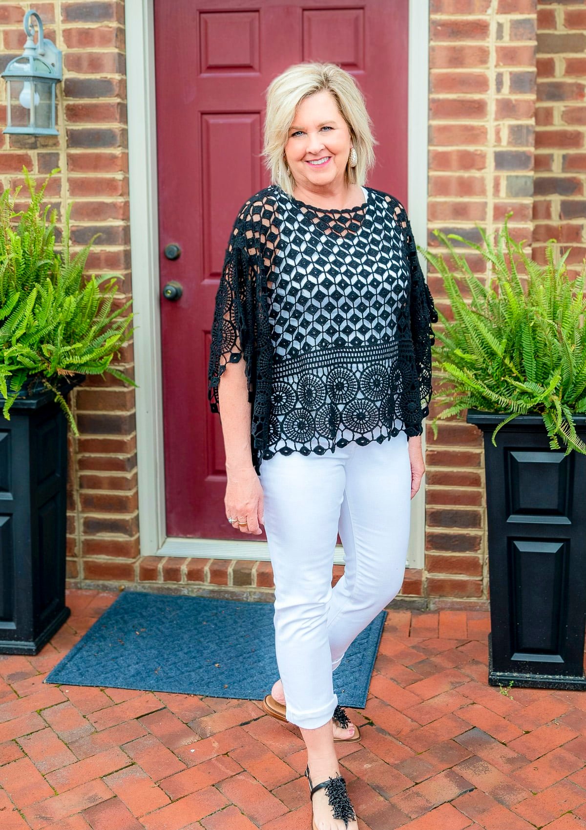 Over 50 Fashion Blogger, Tania Stephens is styling black and white summer styles from Chico's17