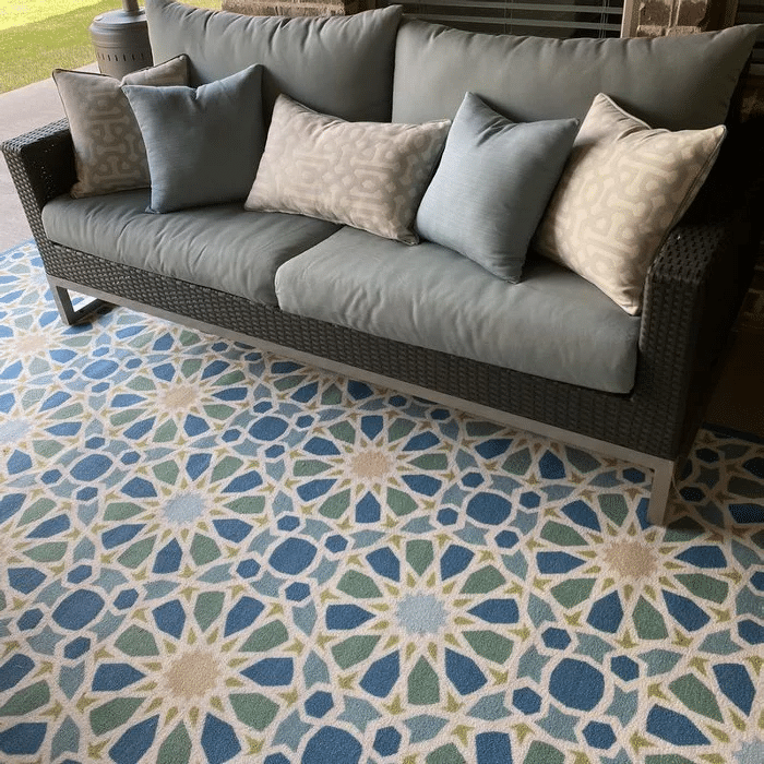 blue/greenColorful Outdoor Rugs to Upgrade Your Patio