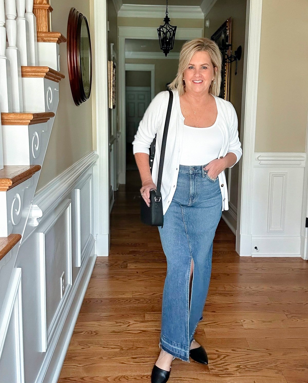 Over 50 Fashion Blogger, Tania Stephens is styling denim skirts for fall21