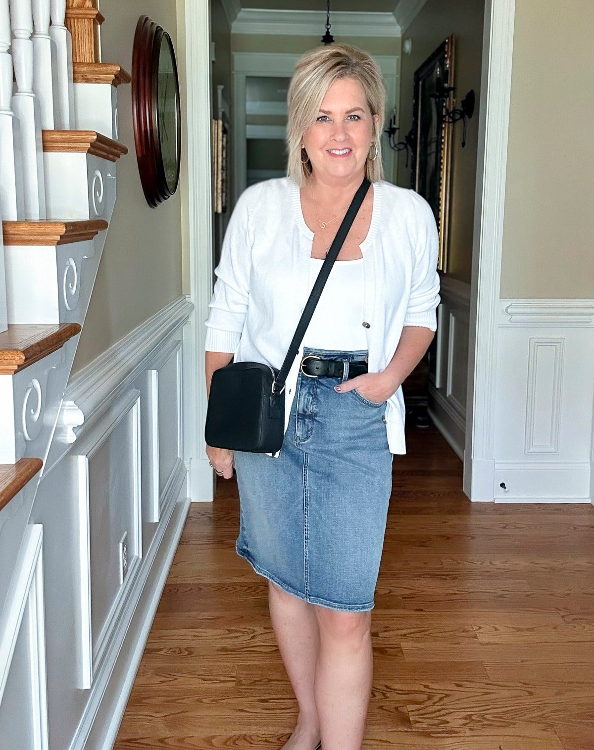 Over 50 Fashion Blogger, Tania Stephens is styling denim skirts for fall24