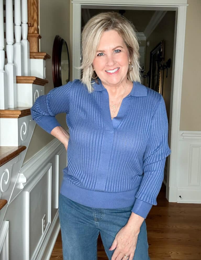 Fashion Blogger, Tania Stephens is wearing shirts to transition from summer to fall.