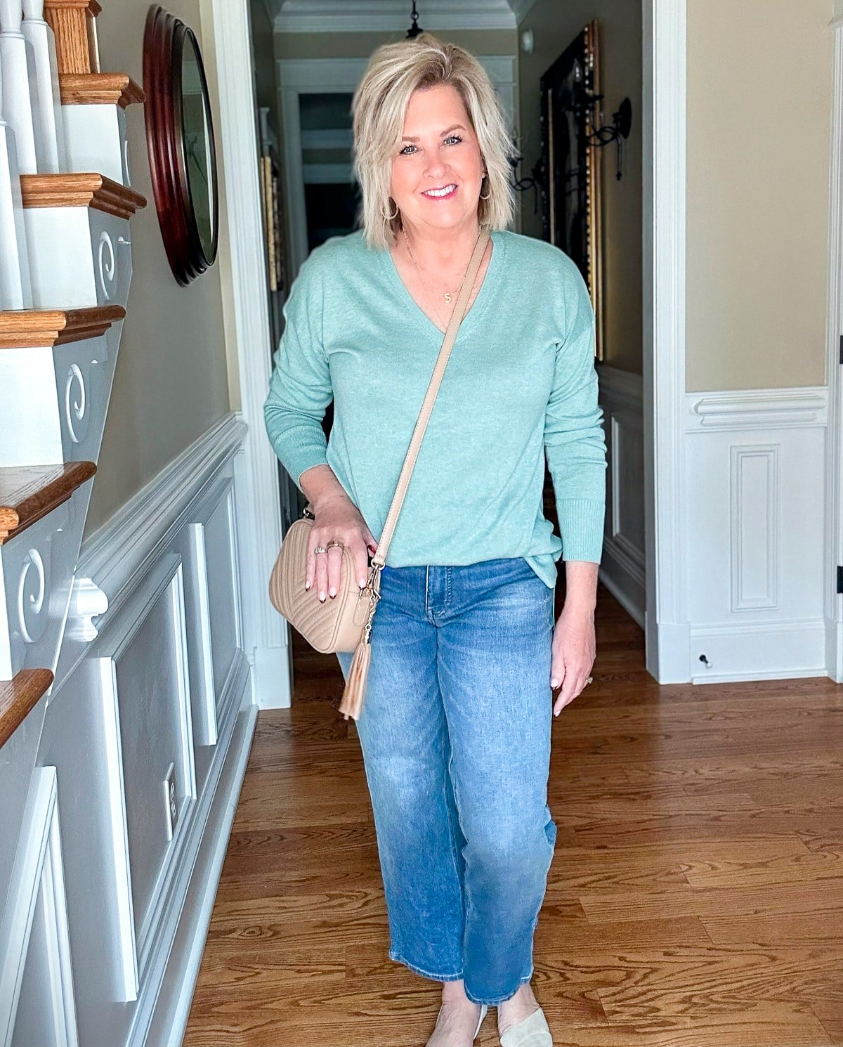 Over 50 Fashion Blogger, Tania Stephens is showing how to wear the trending color Sage Green for fall 12
