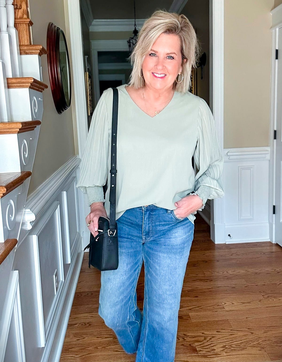 Over 50 Fashion Blogger, Tania Stephens is showing how to wear the trending color Sage Green for fall22