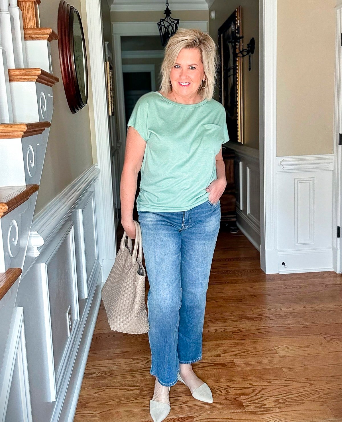 Over 50 Fashion Blogger, Tania Stephens is showing how to wear the trending color Sage Green for fall26