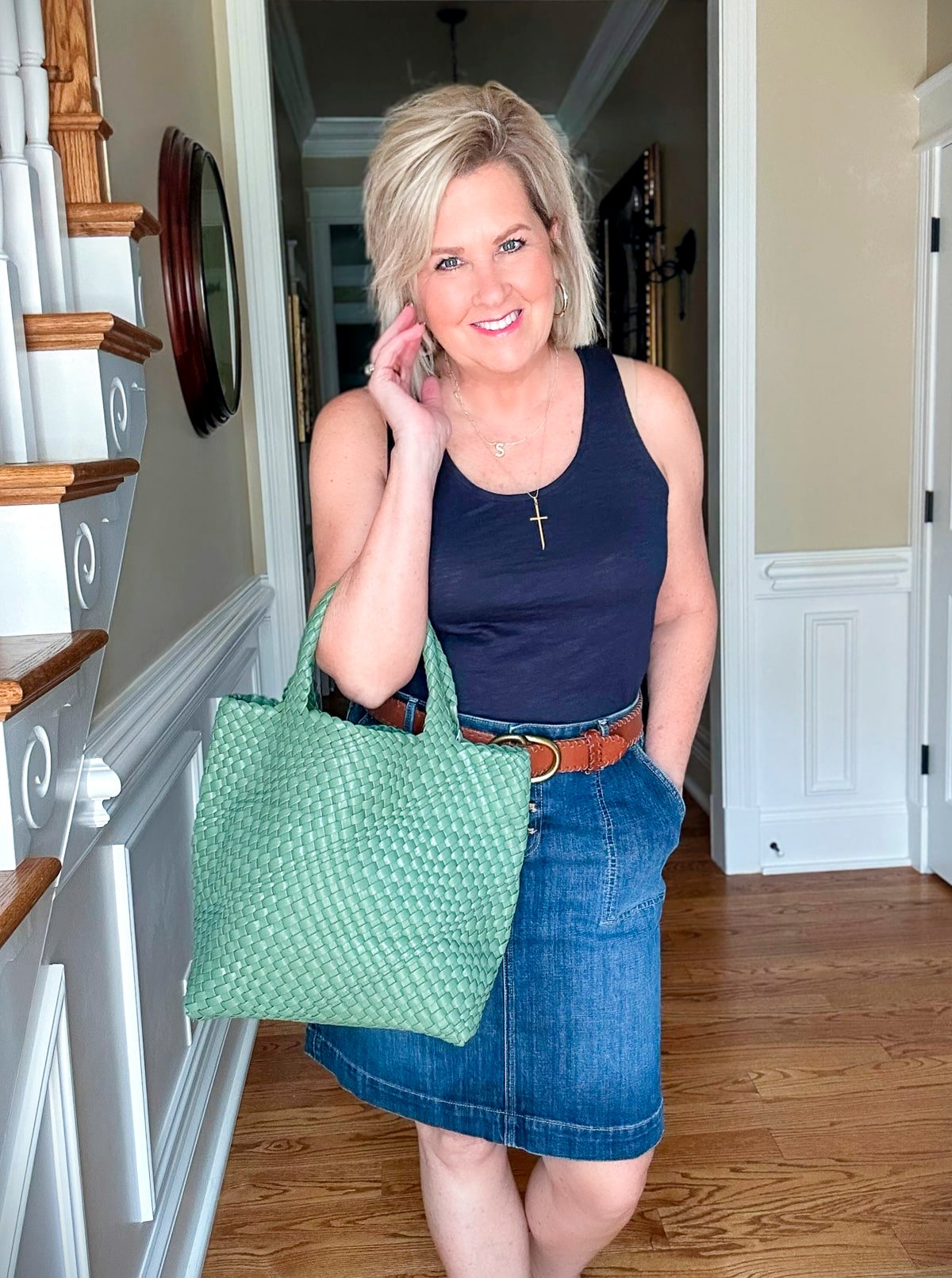 Over 50 Fashion Blogger, Tania Stephens is showing how to wear the trending color Sage Green for fall5