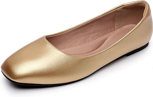 Fashionable Flats and Low-Heel Shoes to Wear Now gold flat