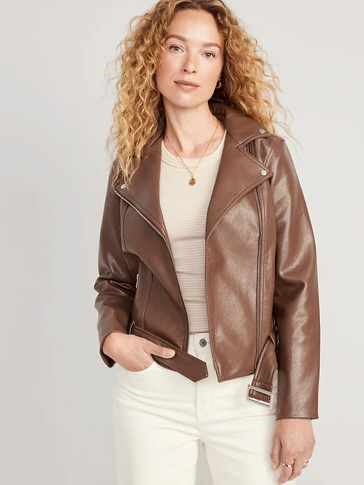 The Best Budget-Friendly Jackets for Fall faux leather jacket