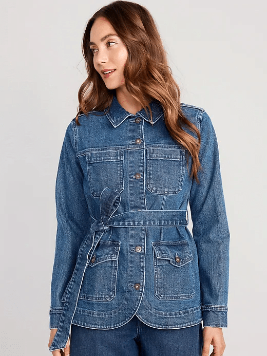 The Best Budget-Friendly Jackets for Fall tie belt jean jacket