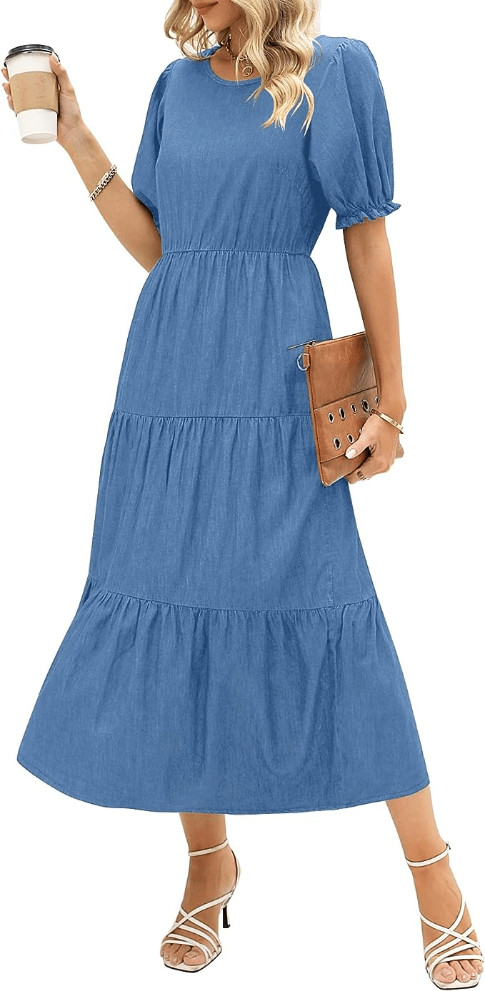 The Best Denim Dresses To Wear Now Fashion Over 50 Fashion Blogger From Amazon tiered dress