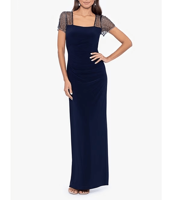 Chic and Affordable Mother of the Bride Dresses for Petites navy