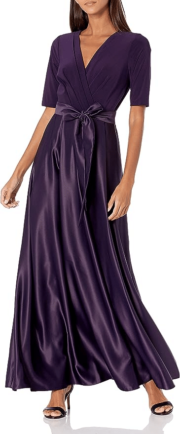 Chic and Affordable Mother of the Bride Dresses for Petites eggplant
