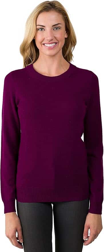 JENNIE LIU Women's 100% Pure Cashmere Long Sleeve Crew Neck Sweater Amazon