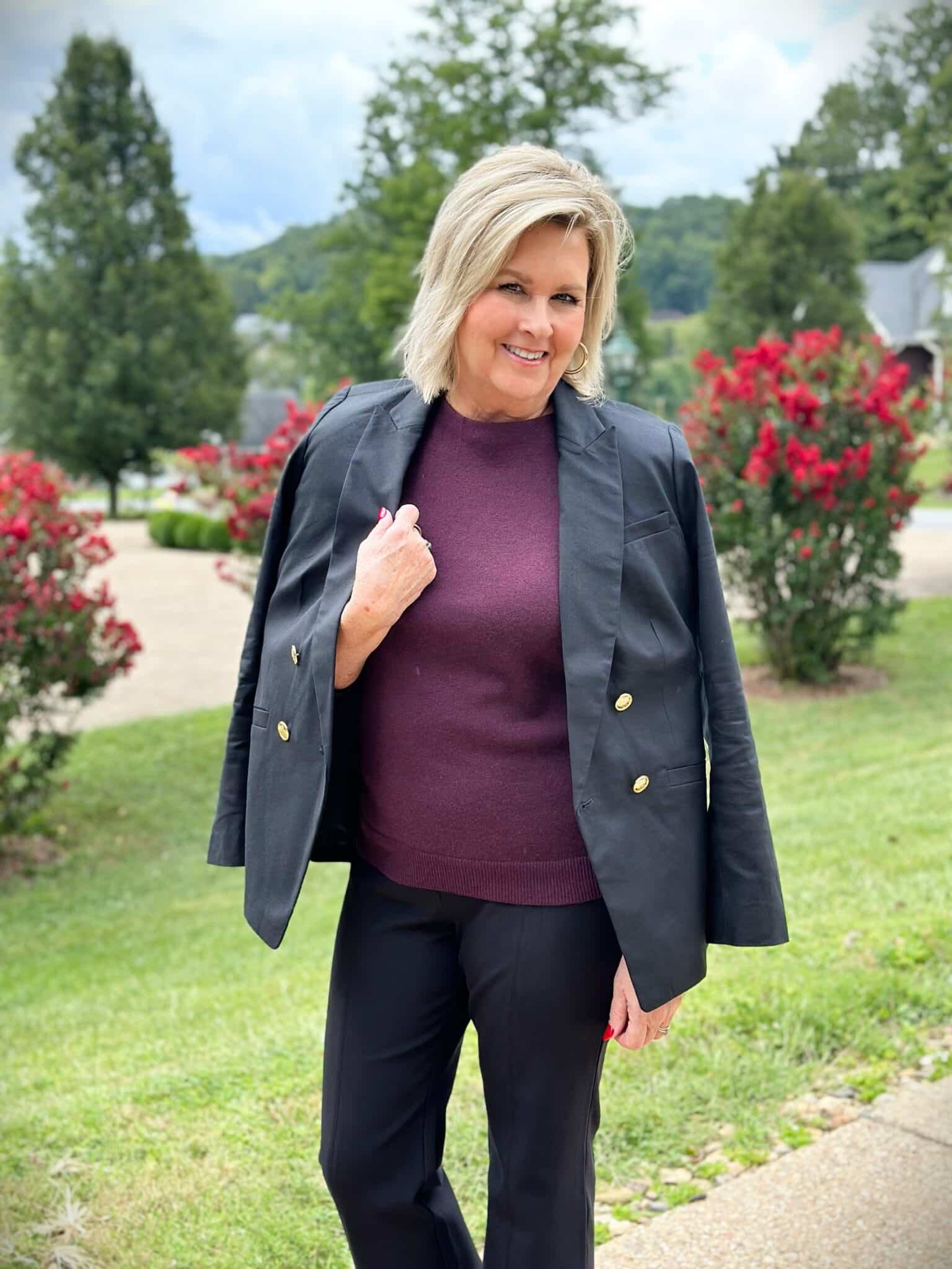 Tania Stephens is wearing Talbots Portland pants and a cashmere sweater48