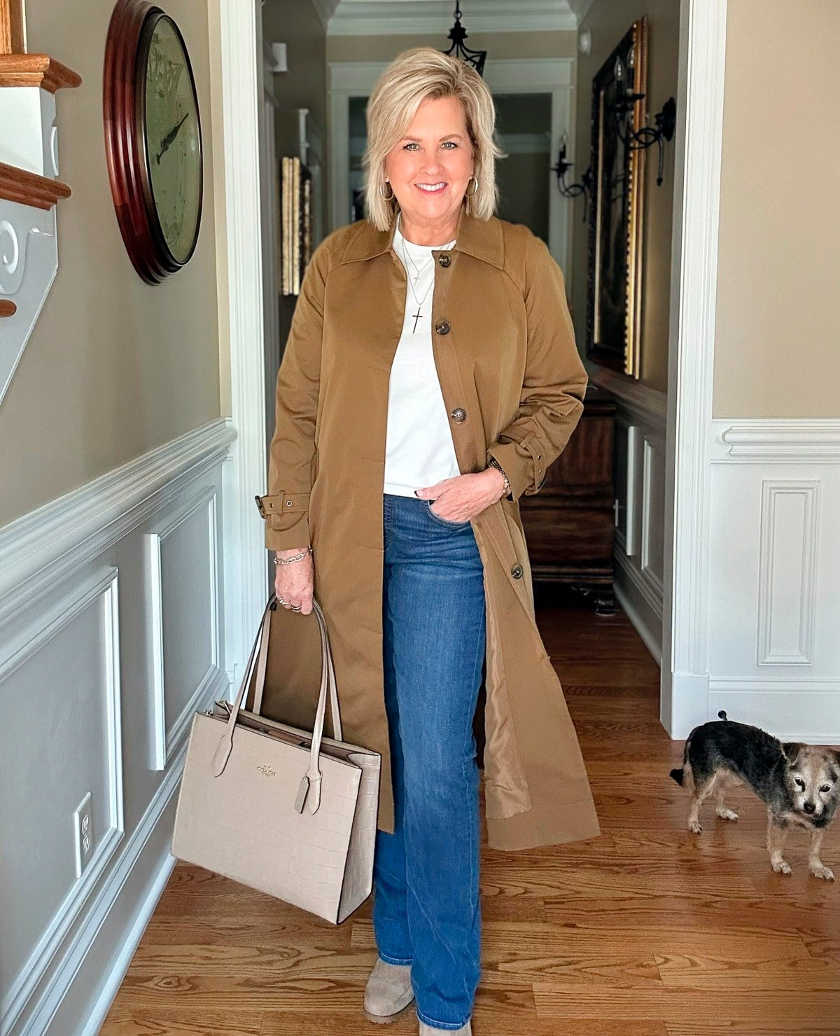 Fashion Blogger, Tania Stephens is wearing  a faux leather trench coat31