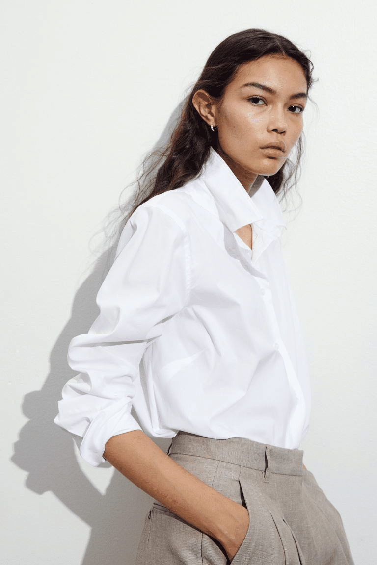 How To Look Expensive on a Budget - H & M Fashion blogger 50 is not old white shirt