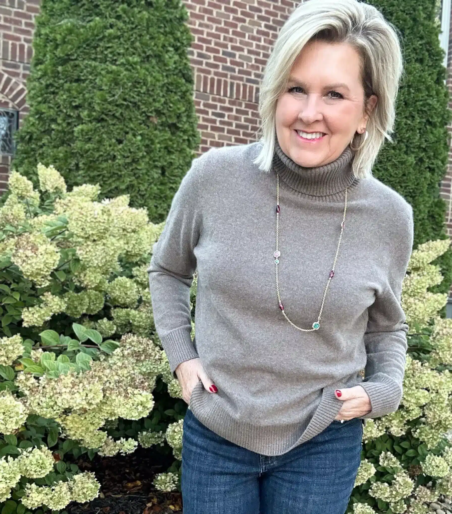 Older Women wearing Turtleneck Cashmere Sweater