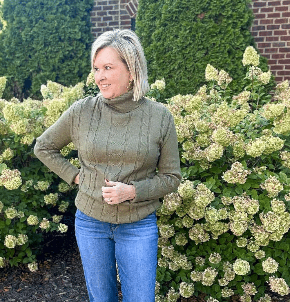 Olive turtleneck from Amazon