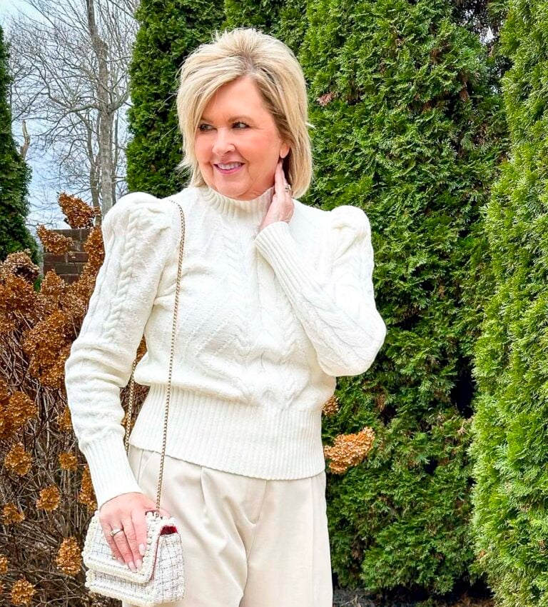 Fashion Blogger, Tania Stephens is wearing a plaid coat that would be perfect for the Vanilla Girl Aesthetic trend4