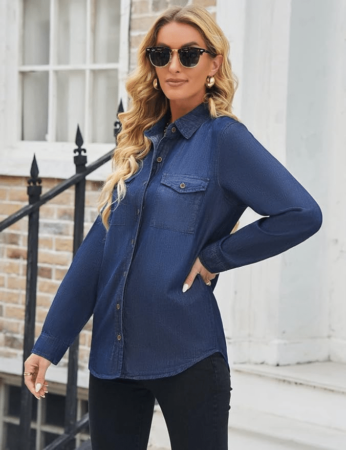 Fantastic Button-Down Shirts For Women Over 50 tania stephens 50 is not old fashion blogger  denim