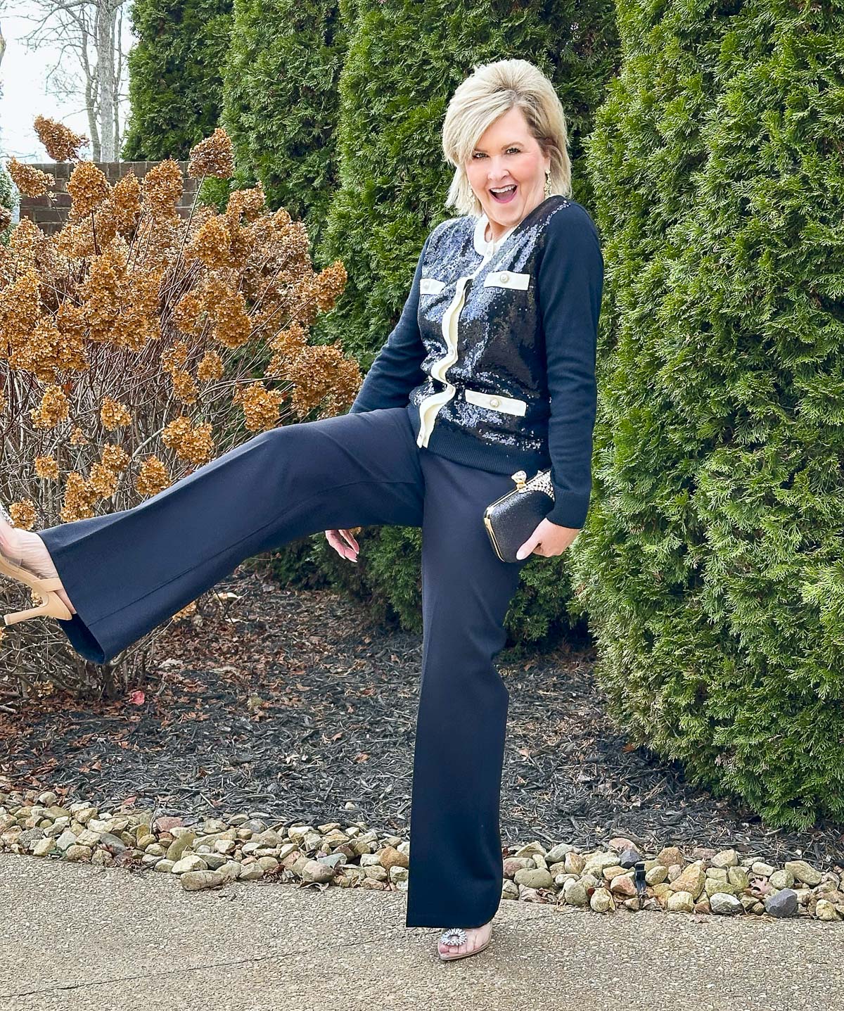 Kick up your heels for the holidays with a sequin top