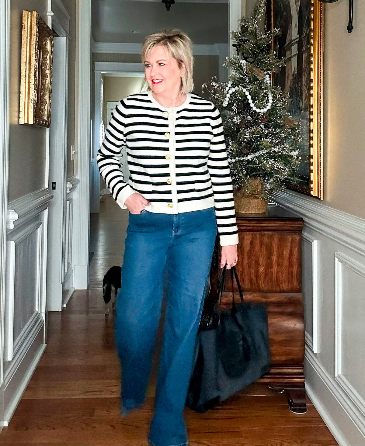 Over 50 Fashion Blogger, Tania Stephens is showing how to wear The Chanel Inspired Lady Jacket With Jeans 6