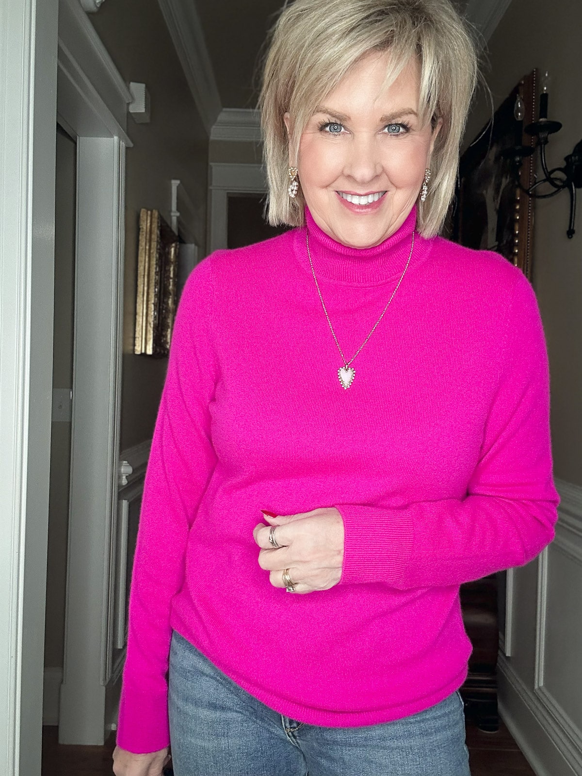 Over 50 Fashion Blogger, Tania Stephens is showing How to look festive for Valentine's Day Wearing Pink2