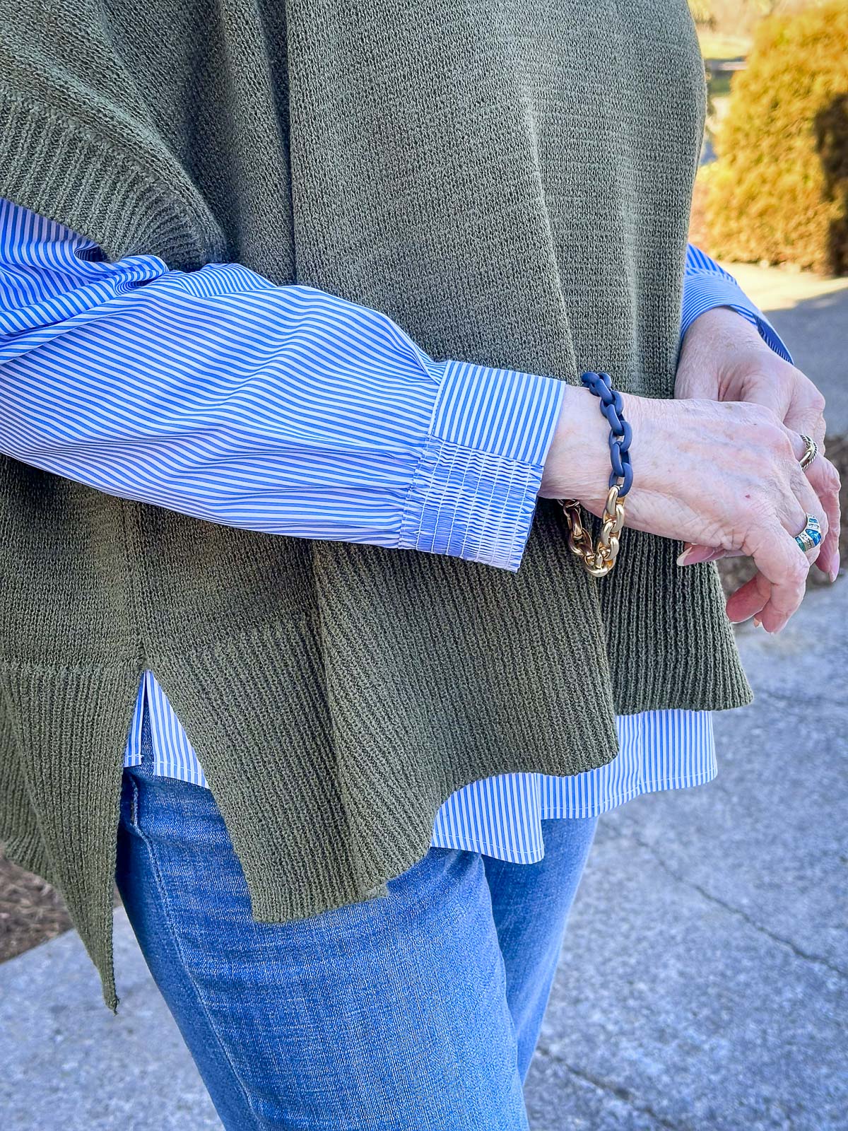 Over 50 Fashion Blogger, Tania Stephens is showing how to layer for a smooth transition to spring13