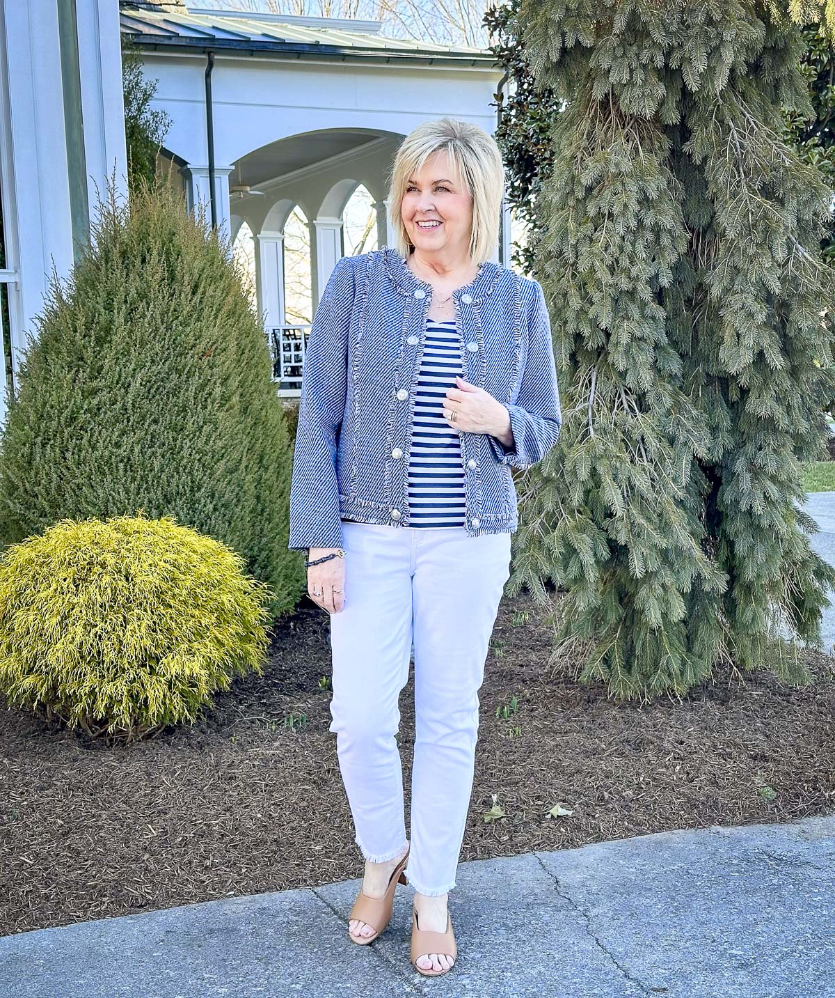 Over 50 Fashion Blogger, Tania Stephens is showing how to layer for a smooth transition to spring2