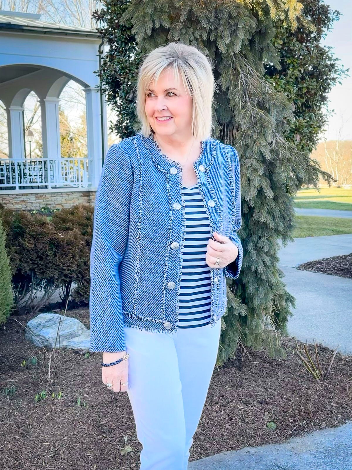 Over 50 Fashion Blogger, Tania Stephens is showing how to layer for a smooth transition to spring6