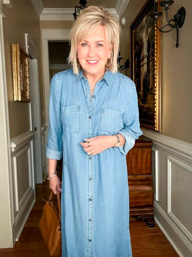 Over 50 Fashion Blogger, Tania Stephens is styling a Classic Shirtdress