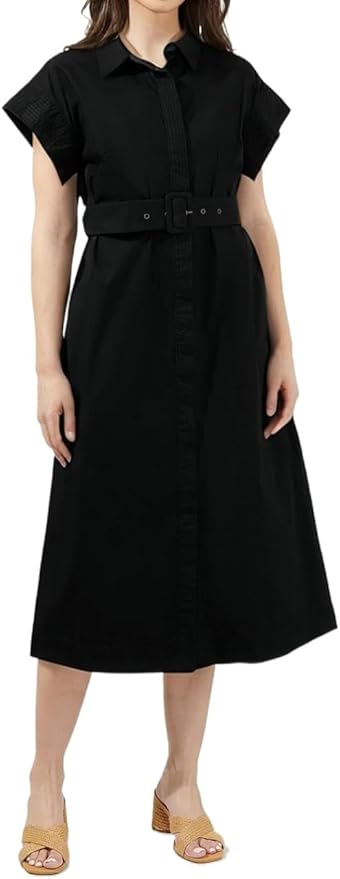 Belted Button Front Dress