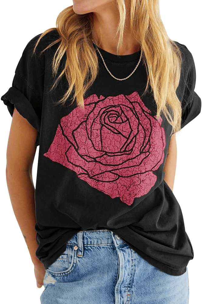 Roses On Clothing - The Trend You Need To Know fashion blogger tania stephens 50 is not old graphic tee