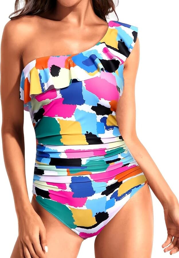 Tummy Control One Shoulder Bathing Suit