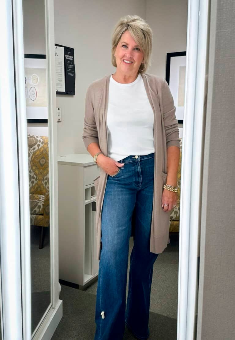Over 50 Fashion Blogger, Tania Stephens, is wearing jeans and a tee from the 2024 Nordstrom Anniversary Sale - 10