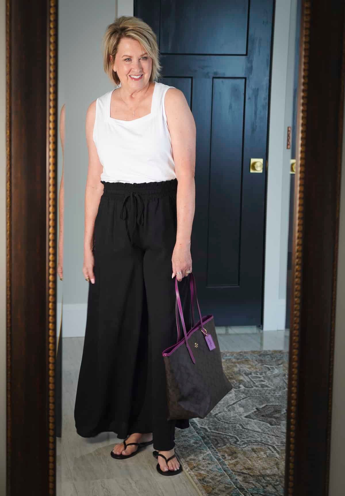 What I found on Walmart - square neck top and black palazzo pants 1
