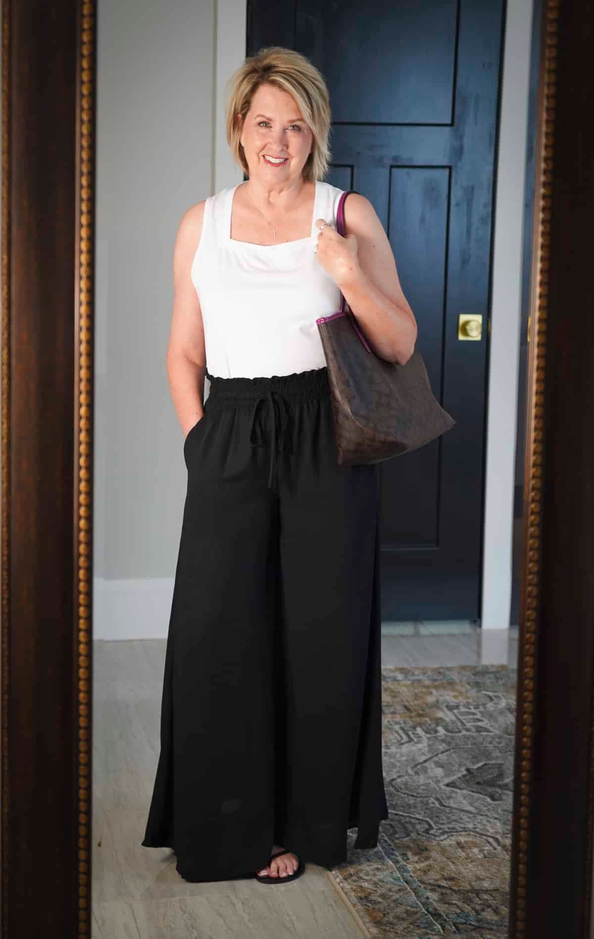 What I found on Walmart - square neck top and black palazzo pants3