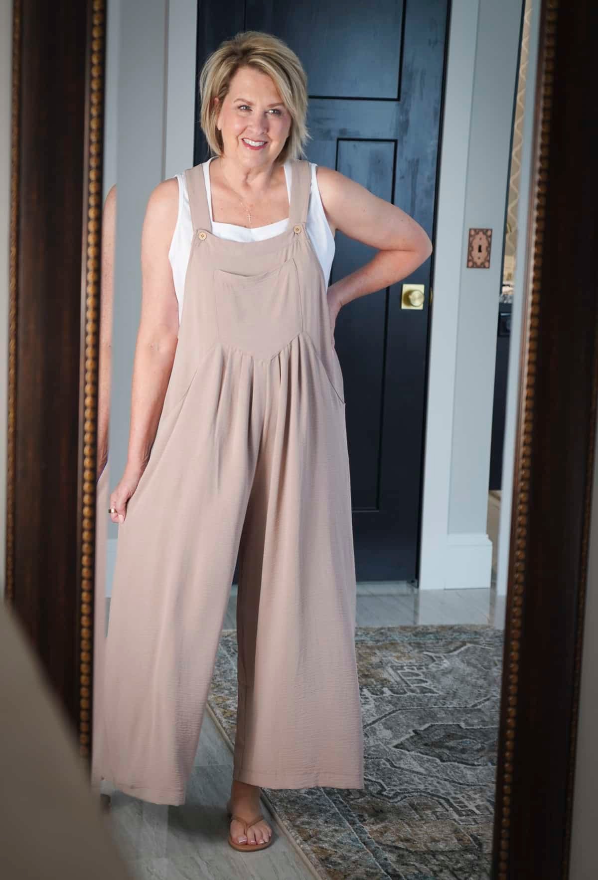 What I found on Walmart - square neck top and flowy overalls1