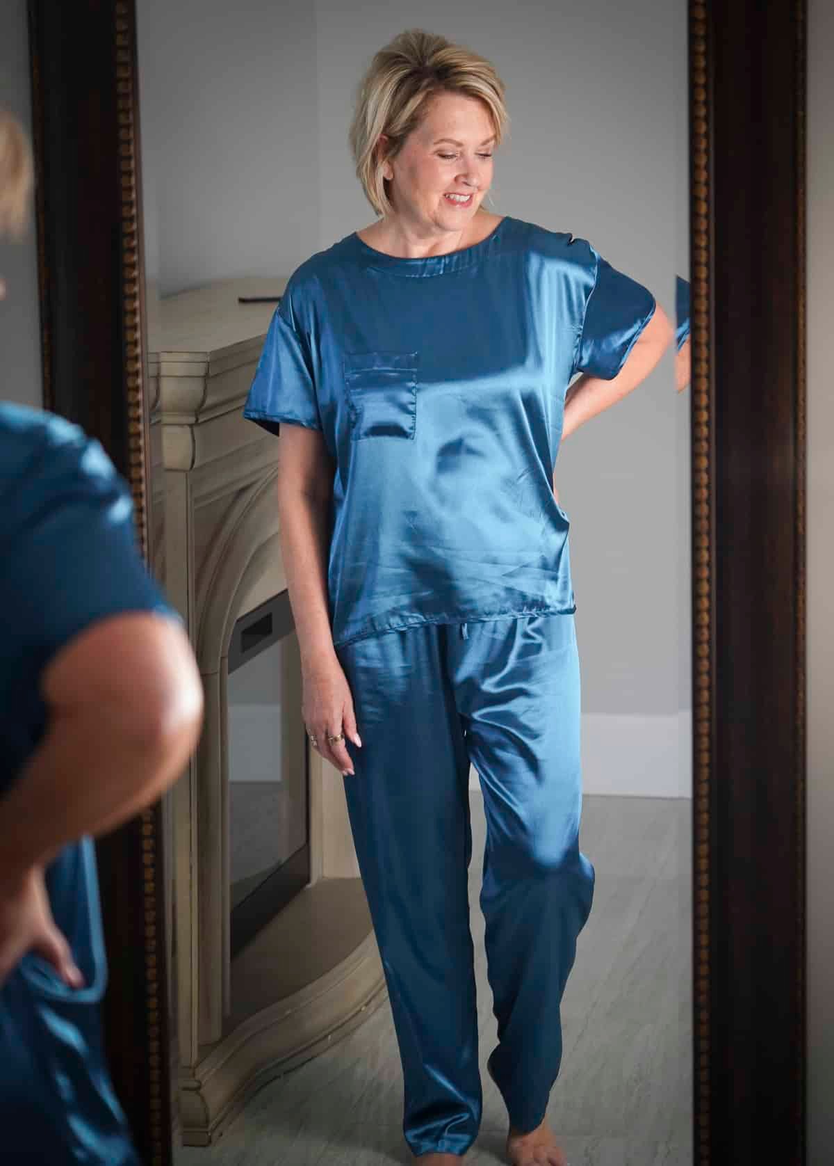 What I found on Walmart - Peacock Blue Satin PJs2