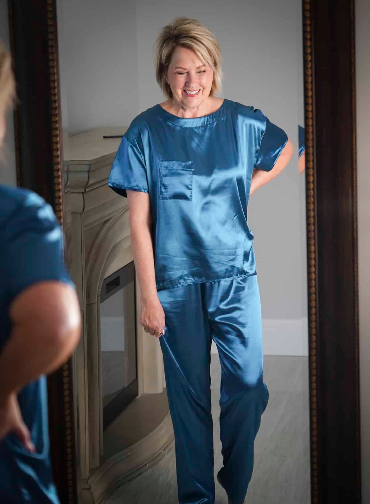 What I found on Walmart - Peacock Blue Satin PJs3