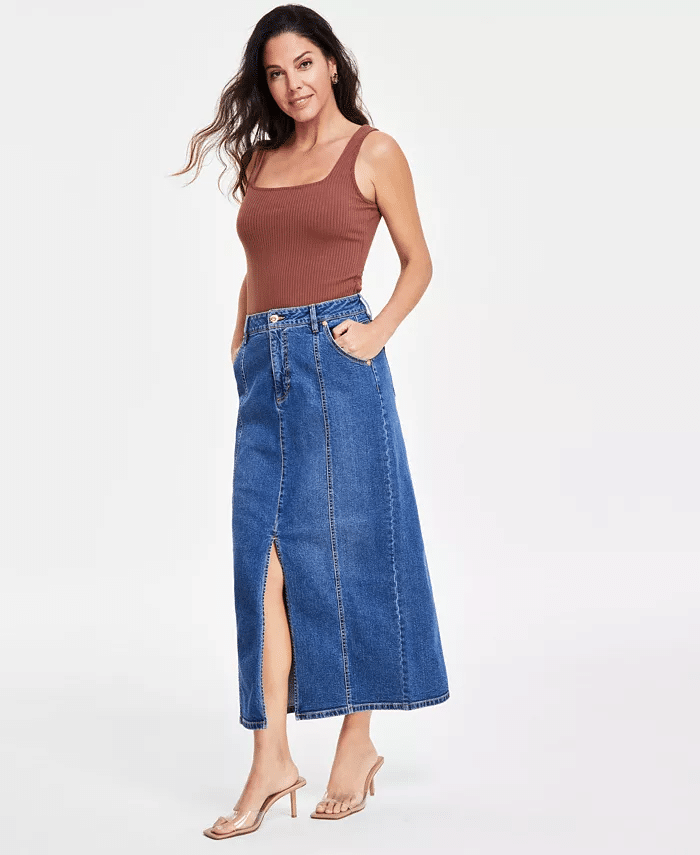 Great Denim Skirts You're Sure To Love  50 is not old tania stephens fashion blogger  macys