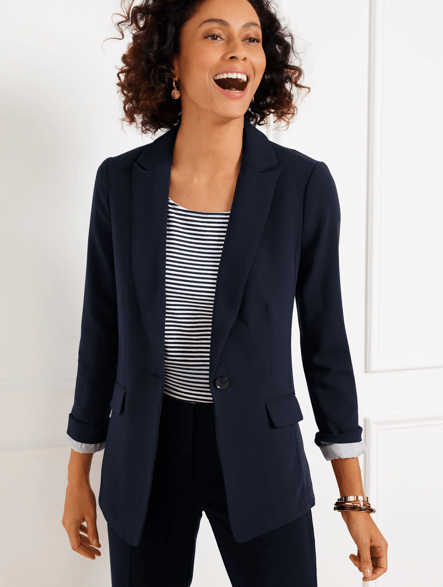 Women's Rockin' Navy Blue Blazers To Wear Now 50 is not old tania stephens fashion blogger  easy travel