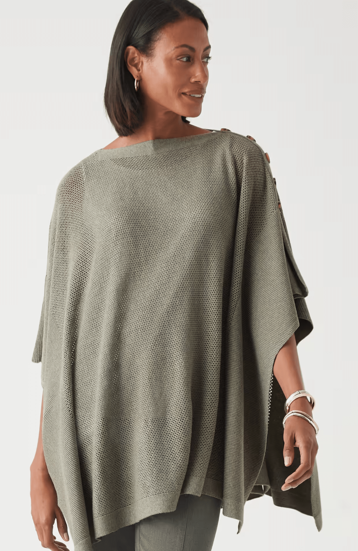 My Favorite Green Clothing Items In Stores Now 50 is not old tania stephens fashion blogger poncho