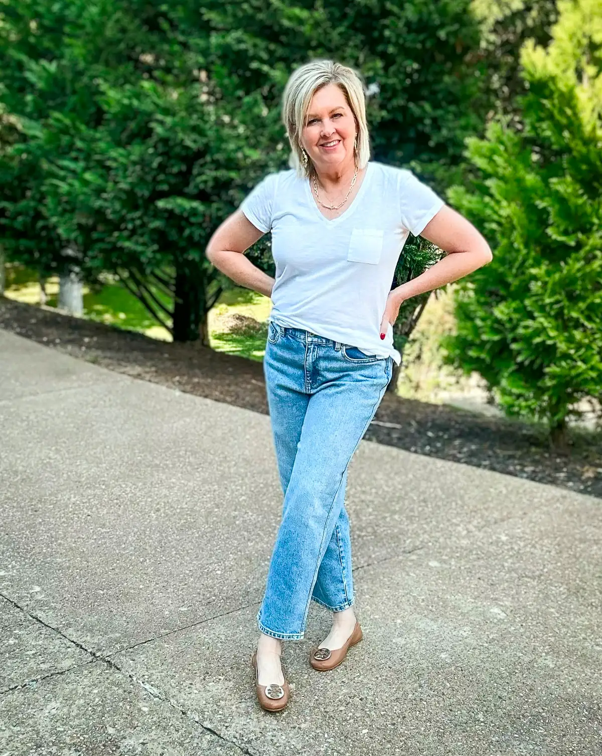 Tania Stephens is wearing Tory Burch ballet flats