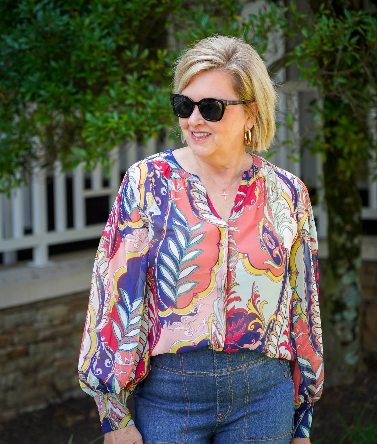 Tania Stephens is wearing a Boho top and jeans from Chicos4