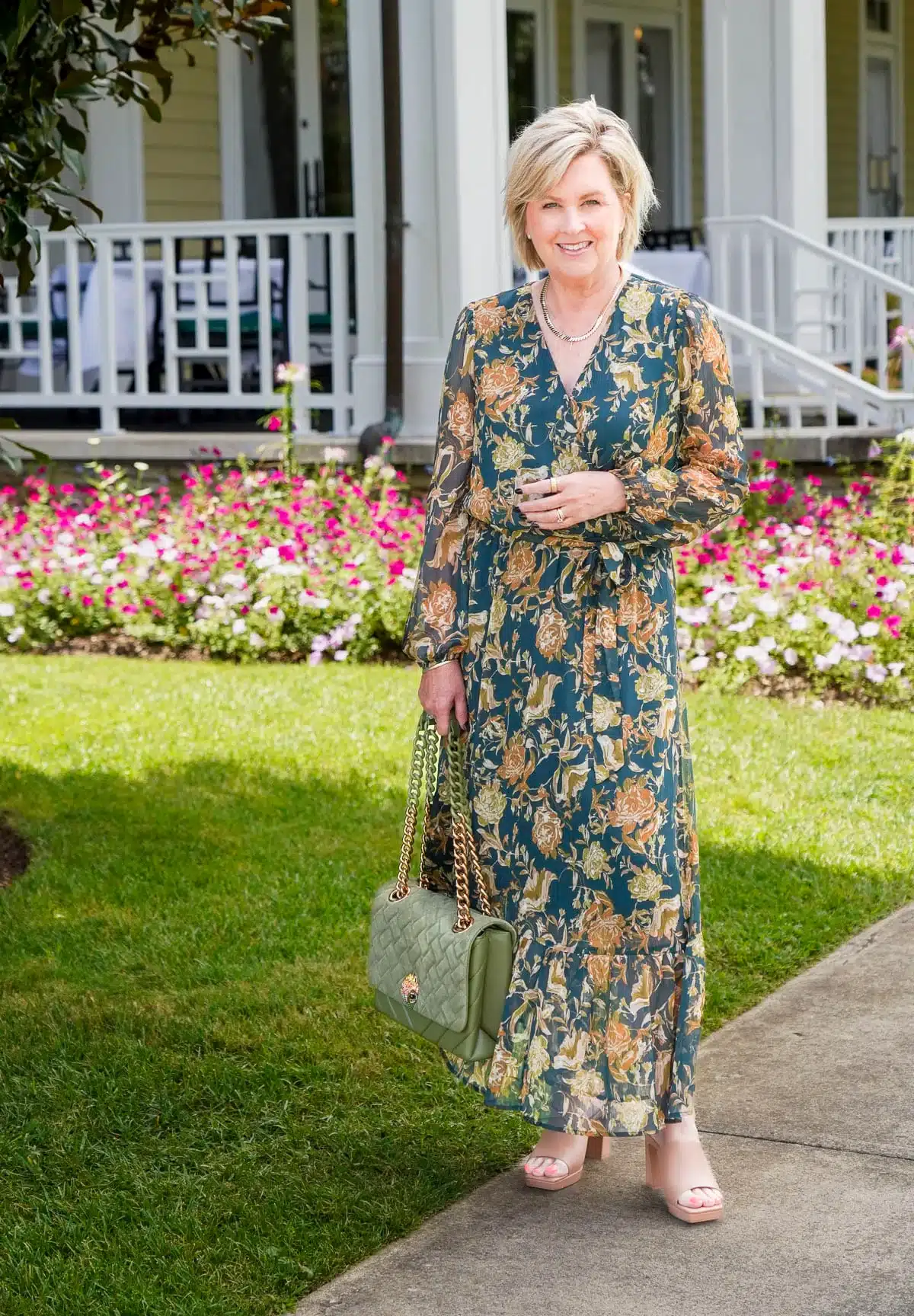 Long Sleeve Faux Wrap Dress