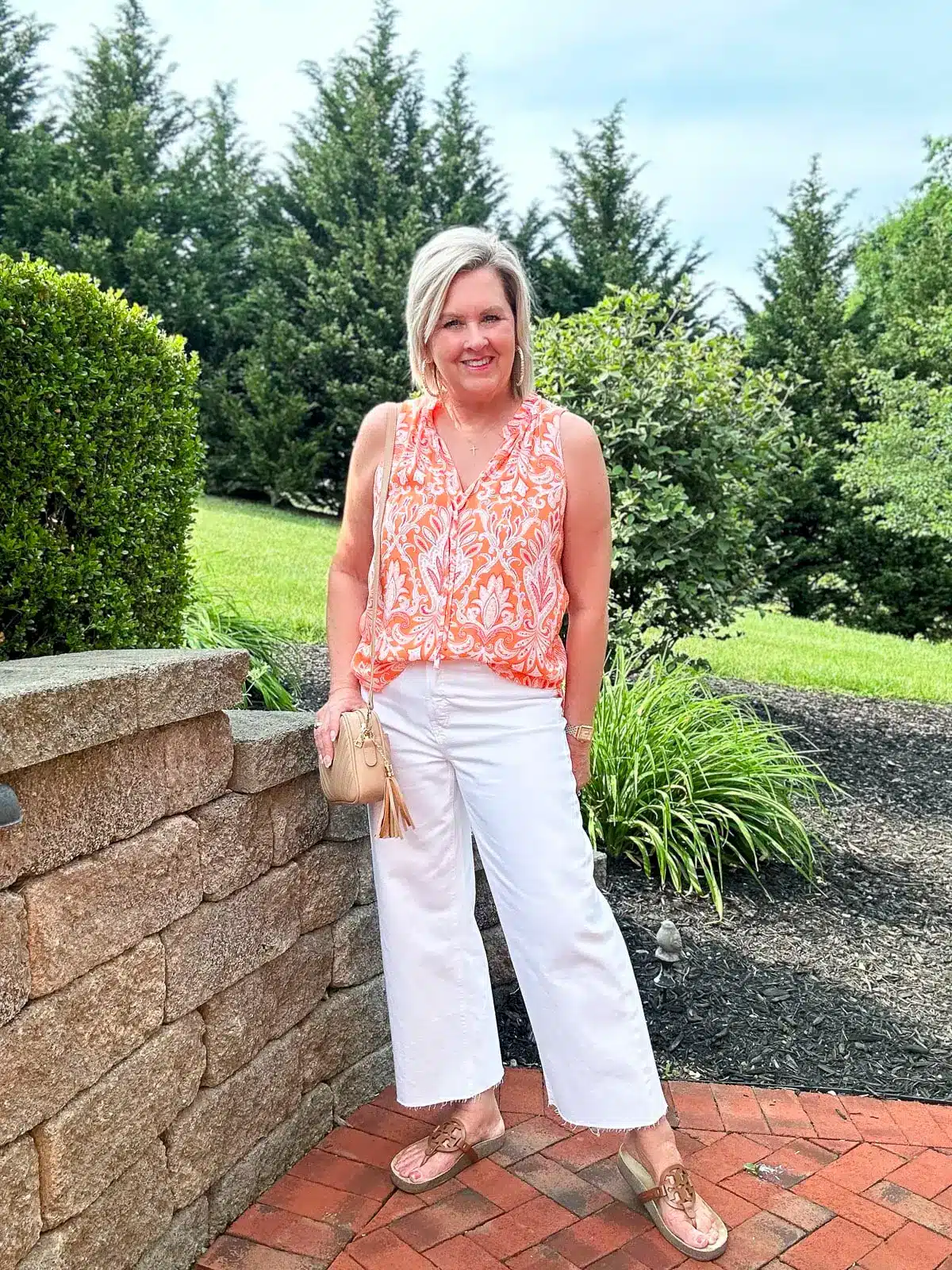 Tania Stephens is wearing Tory Burch miller sandals